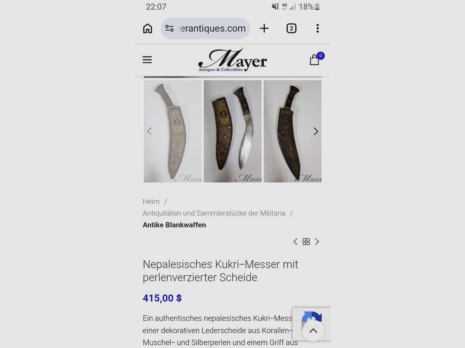 Nepalese kukri machete