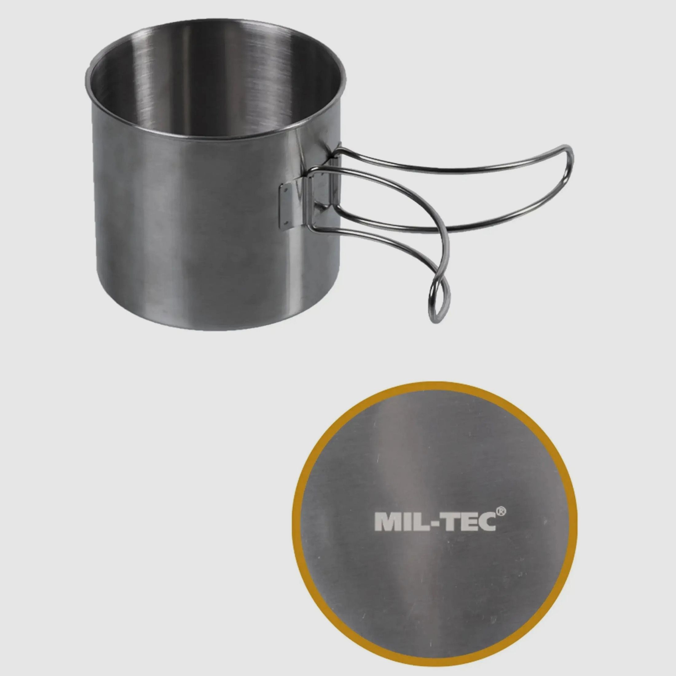 Mil-Tec Bicchiere In Acciaio Inossidabile Manici In Filo 600 ml