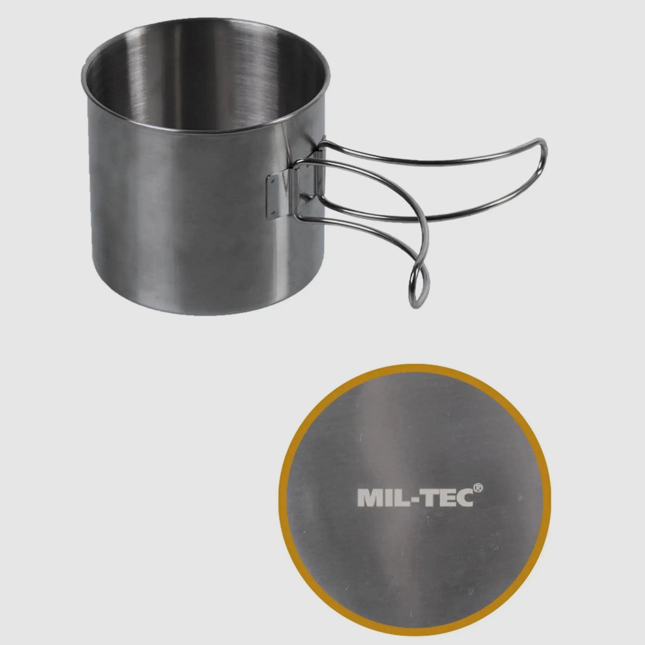 Mil-Tec Tasse En Acier Inoxydable Poignées En Fil 600 ml