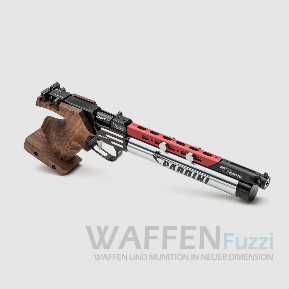 Pardini K12 Absorber pistolet à air précomprimé calibre 4,5 mm argent I rouge droit L