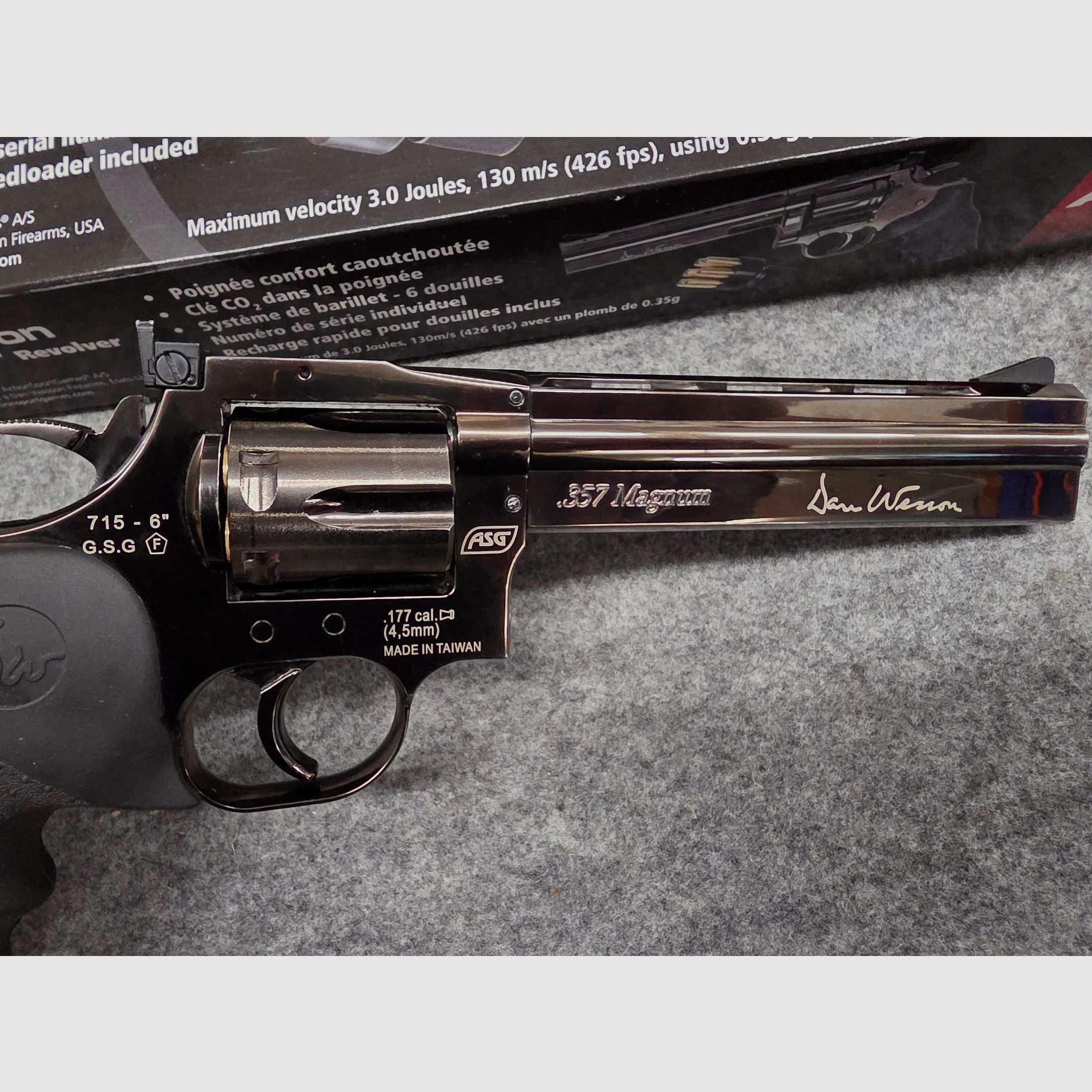  CO2 Revolver Dan Wesson 6 Zoll Stahlgrau  Cal. 4,5 mm Stahl BB