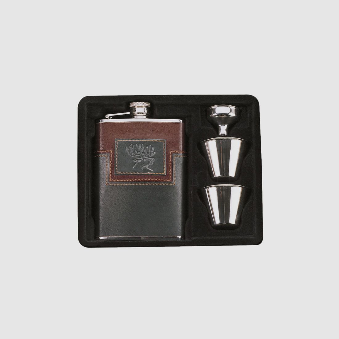 Fritzmann Edelstahlflasche 180 ml, 2 Becher, Geschenkbox