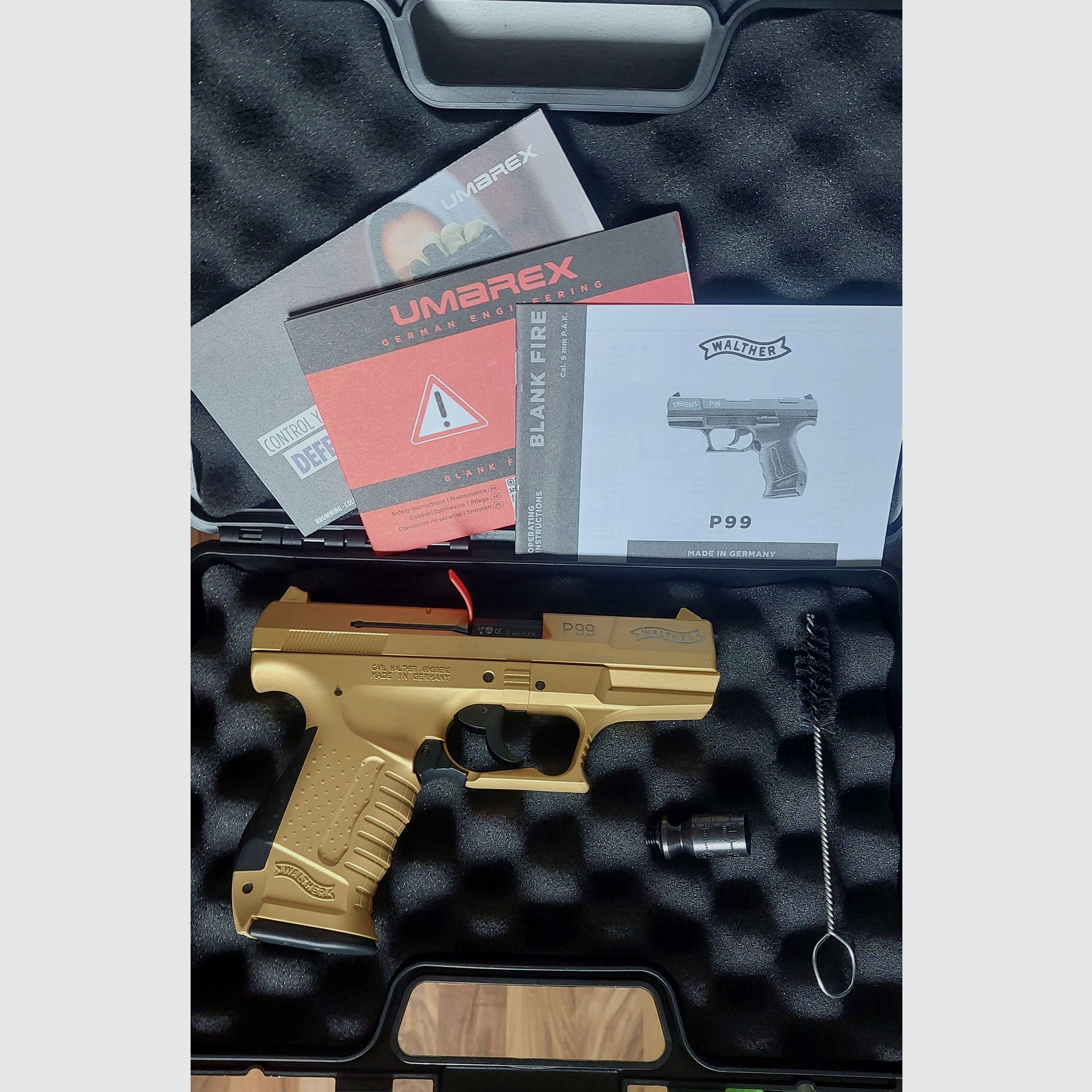 ⚠️ RARE! MODÈLE SPÉCIAL Walther P99 en finition dorée "GOLD" 9 mm (PTB 762) Schreckschuss pas Reck Glock HW94 Colt