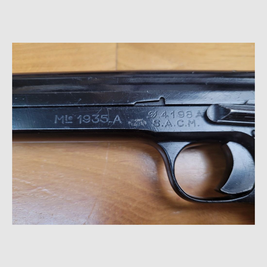 Schöner und seltener Pistol PA 35A – Kal. 7,65 Long – Historische Waffe von höchstem Interesse – Vorläufer des SIG 210 – SCAM-Bau während der Besatzung – Perfekte Funktion – 2 Magazine – Hervorragender Zustand, Bild 6 von 21