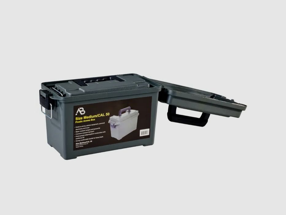 Munitiemkist Grootte 2 (Cal.50), slagvast kunststof, afsluitbaar, olijfgroen, zonder opdruk