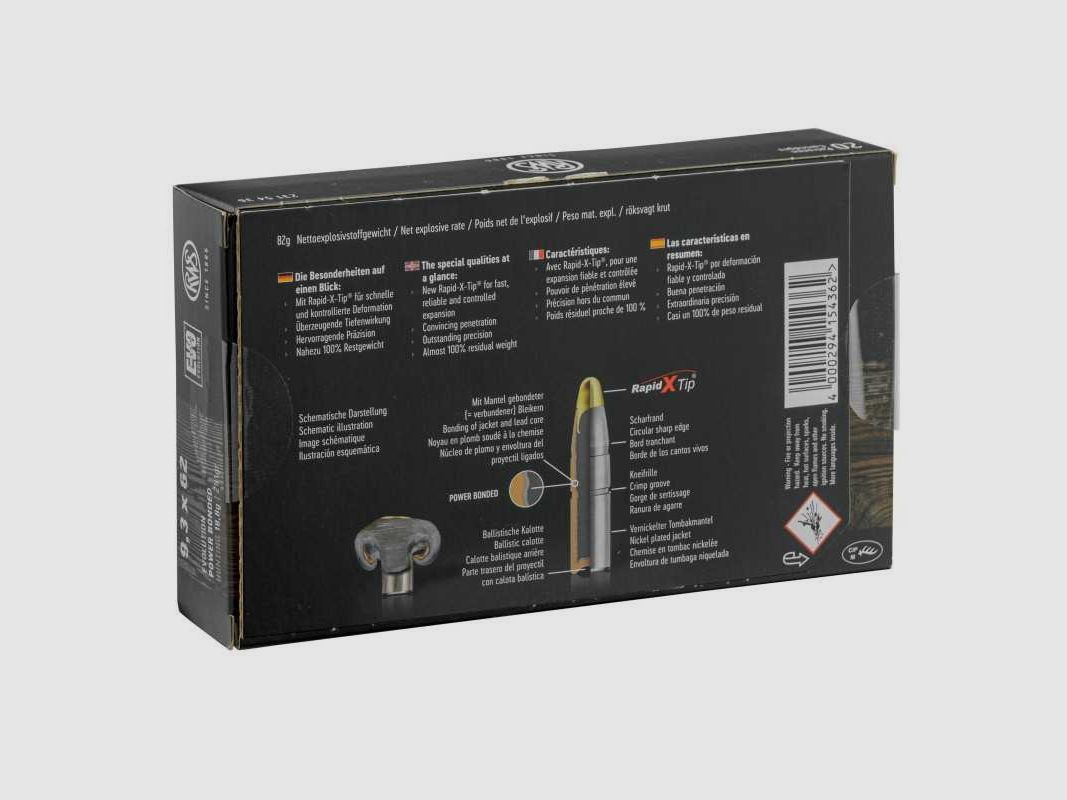 RWS 9.3x62 Pointe conique KS 247 gr / 16 g - KS 247 gr / 16 g, image 4 sur 10