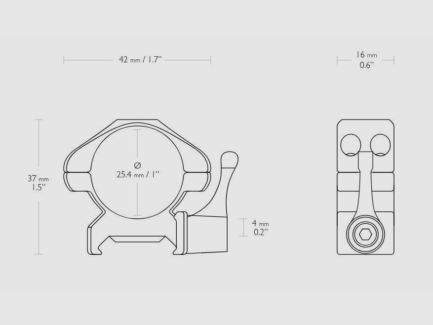 HAWKE 23010 Precision Steel Ring Mounts 25.4 mm 1" for Weaver Picatinny low