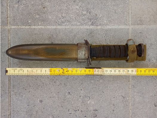 Original WKII US.M3 Coltello da trincea/Kampfmesser con fodero US.M8 coltello