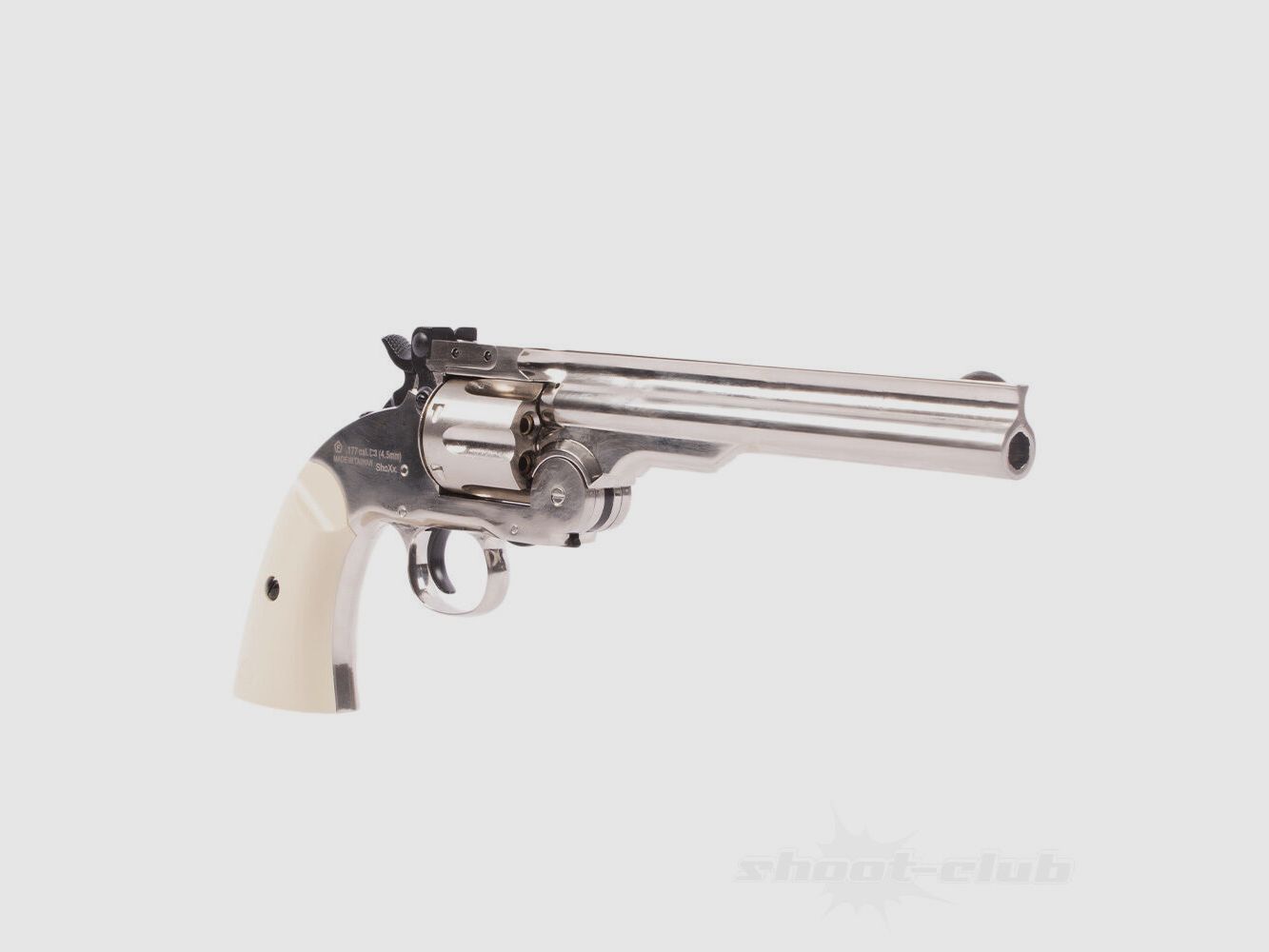 ASG Schofield Revólver CO2 6 pulgadas 4,5mm Diabolo / Plata y Marfil