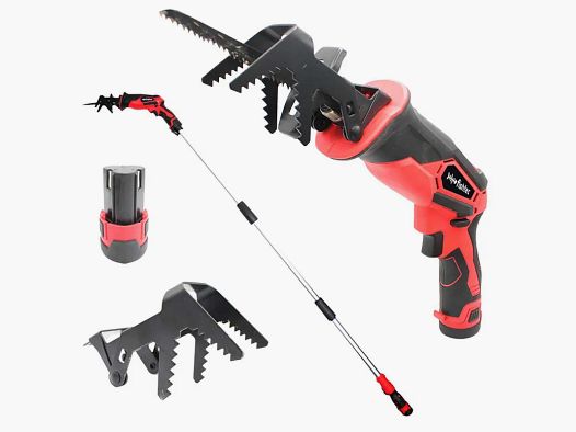 Seghetto alternativo telescopico senza fili 12V con prolunghe 170 cm - Lame per legno e metallo incluse