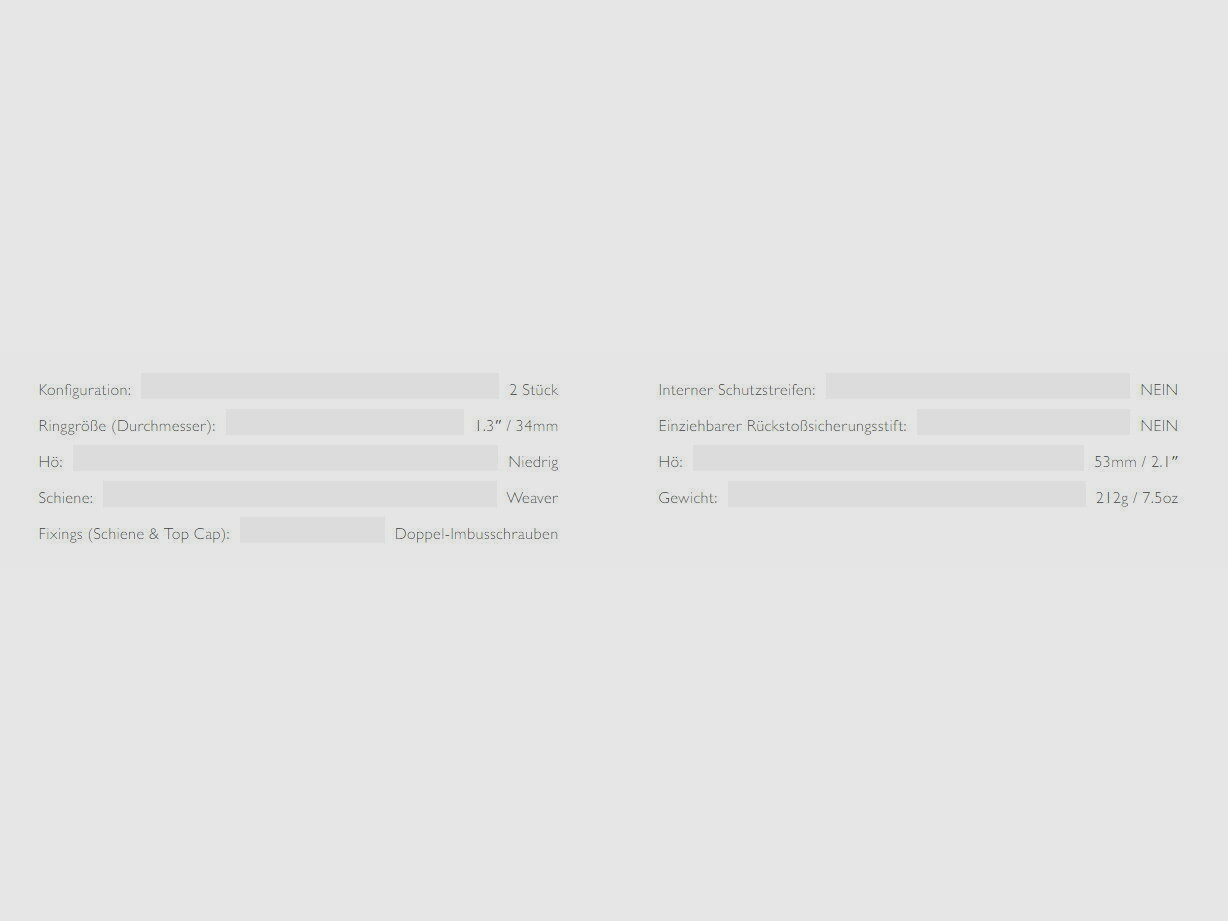 HAWKE 23030 2 Stück Ringmontagen 34 mm Precision Steel Weaver Niedrig Lever