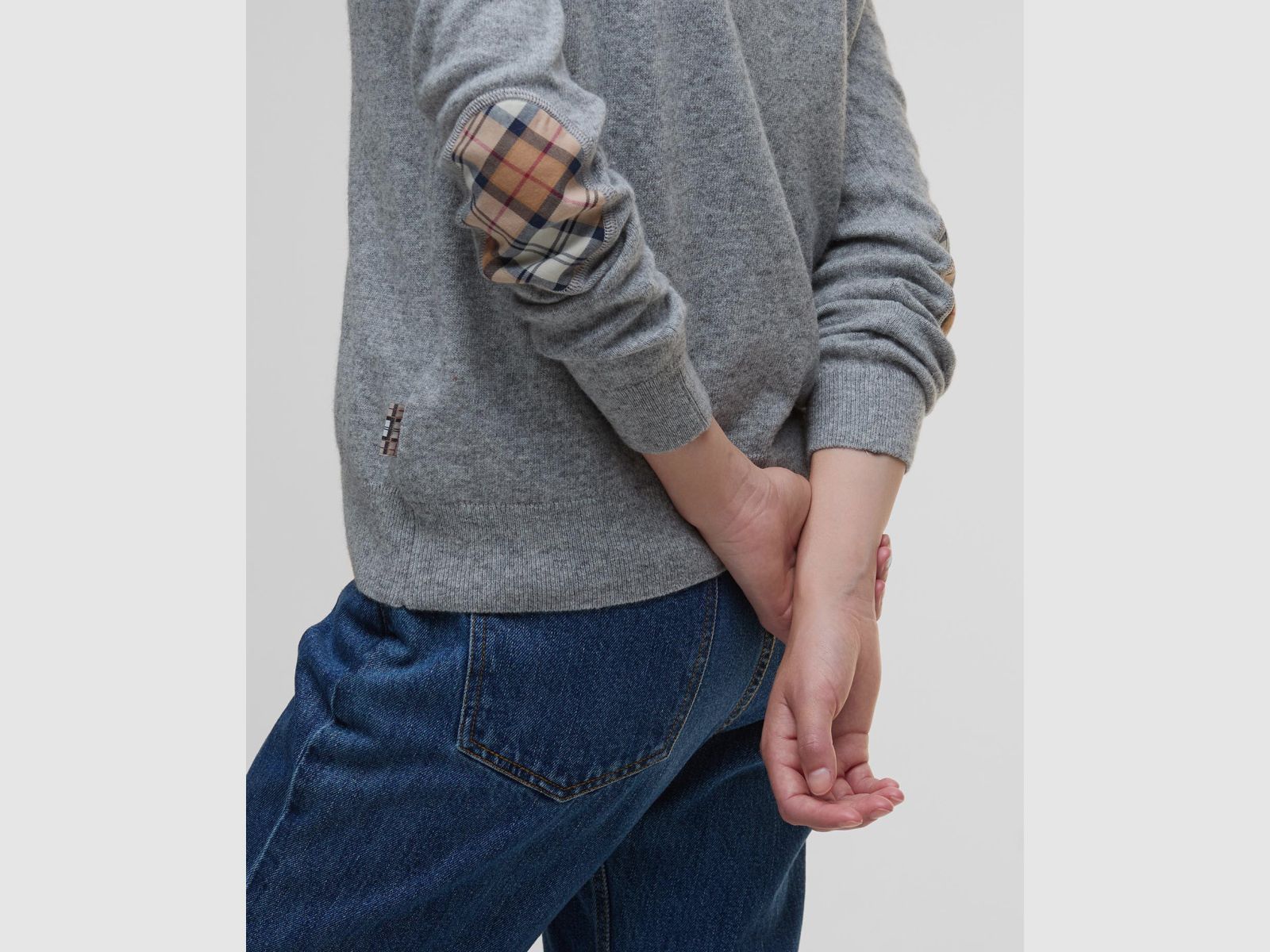 BARBOUR Cardigan Pendle Grey Marl/Hessian Tartan