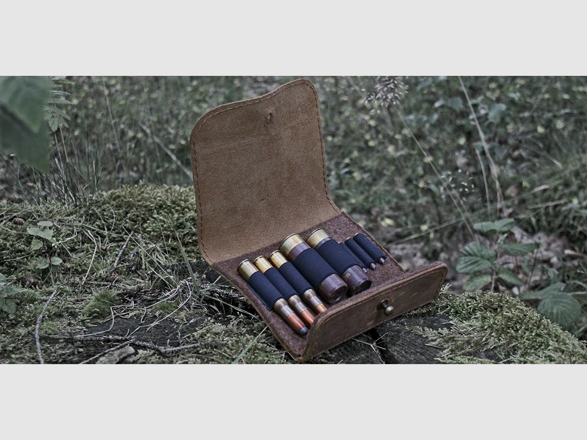 Forest owl rifle nubuck leather cartridge case