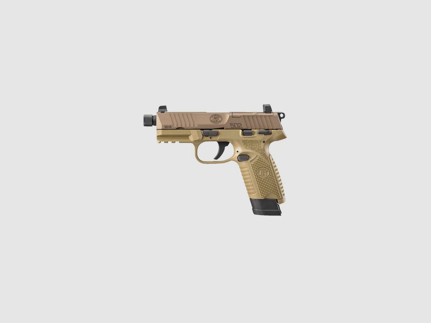 Pistole FN Herstal 502 Tactical FDE Kal. .22 LR SA 15 Schuss 4,6", Bild 1 von 3