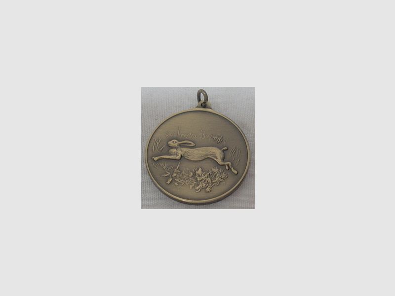 Jagdmedaille Hase-bronze - 40 mm, Ring und Öse