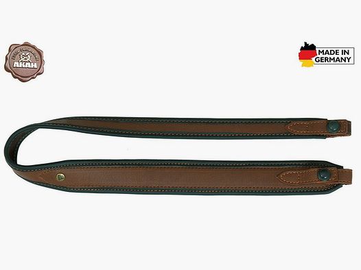 AKAH Gewehrriemen Elchleder mit Blitzriemenknopf