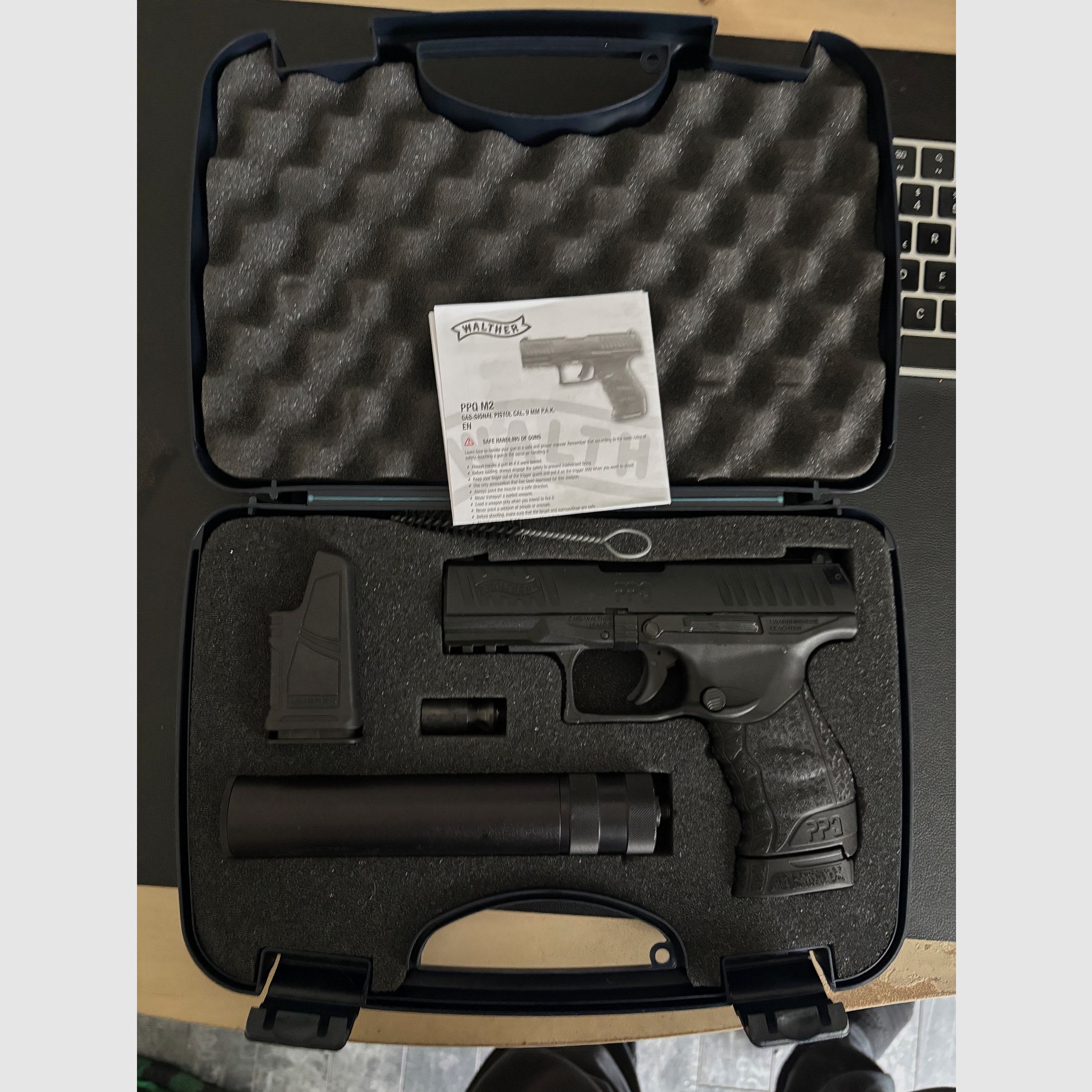 Walther PPQ blank firing pistol with Navy Kit