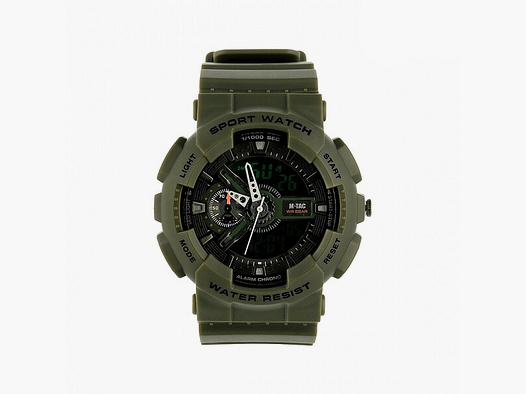 M-Tac® Uhr Sport Oliv m. Stoppuhr + Wecker + Kalender