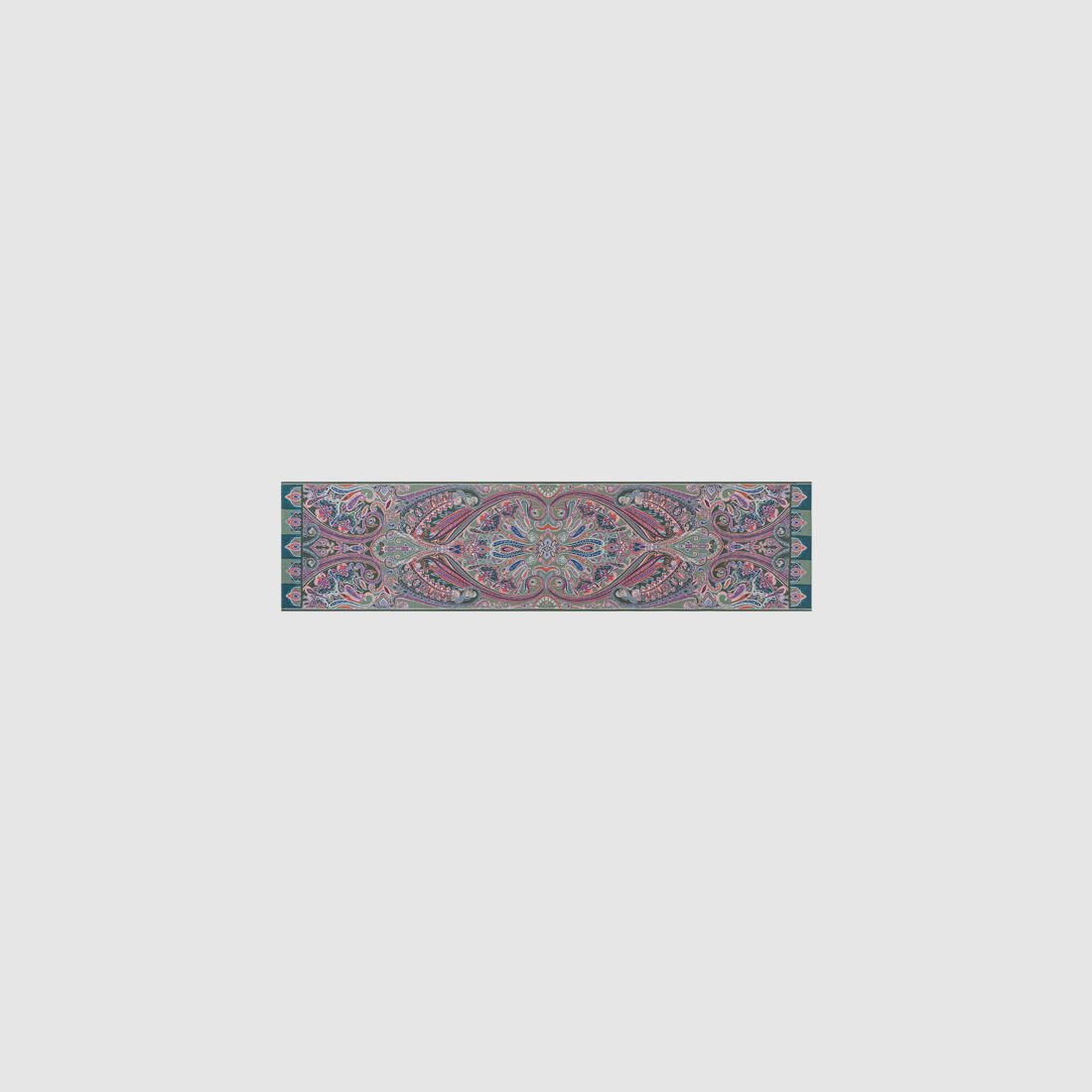 Schal Farbenfrohes Olivenmuster mit ausdrucksstarkem Paisley-Muster auf reinem Seidentwill, Bild 2 von 3