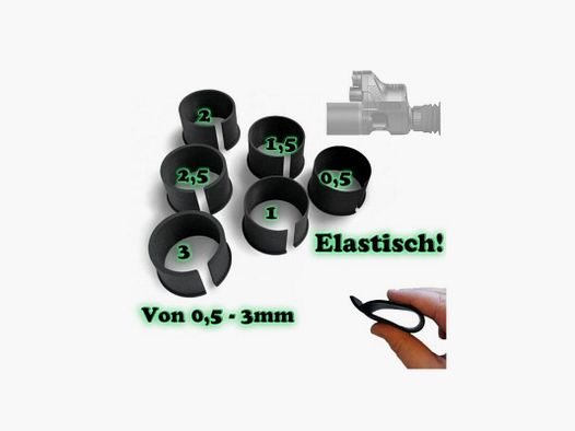 Elastische Reduzierringe 6er Set 0,5 - 3 mm für Sytong und Pard NV007