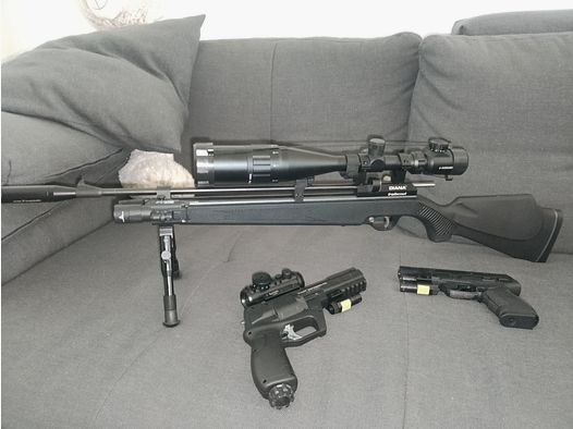 Komplettes Waffenset , Luftgewehr, Paintball Waffen mit Kompressor,BB- Gewehr