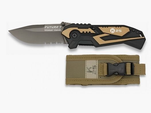 Taschenmesser Future Titan-Beschichtung Teilwellenschliff und Molle Etui