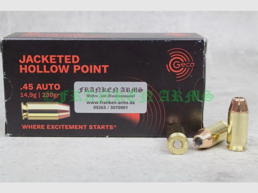 Geco .45 Auto JHP 230gr. 14,9g 50 Stück Staffelpreise