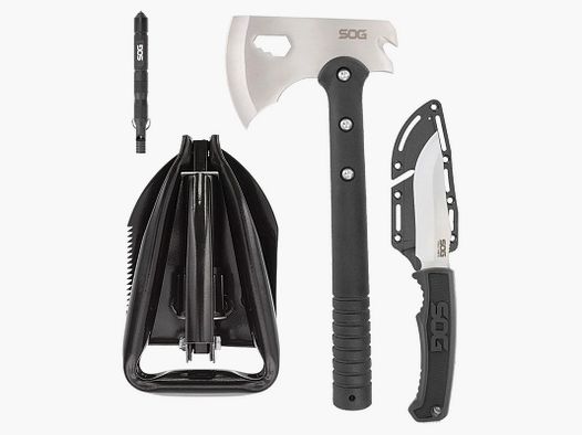 SOG – KIT CAMPEGGIO PALA | ASCIA | COLTELLO | MULTITOOL ACCENDIFIAMMA | ULTIMATE CAMPING KIT