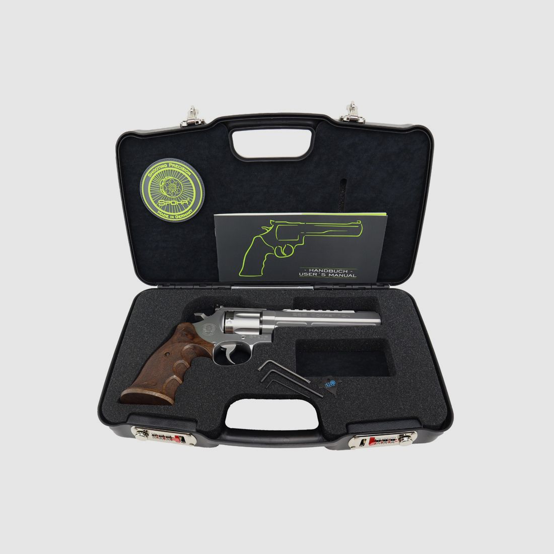 Spohr 286 Competition Stainless 6" Revolver z wymiennym bębnem wyprodukowany w Niemczech 6 calowy rewolwer sportowy