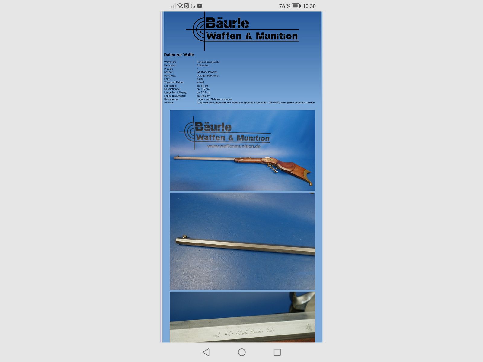 P.Bondini cal.45 Nur Schwarzpulver