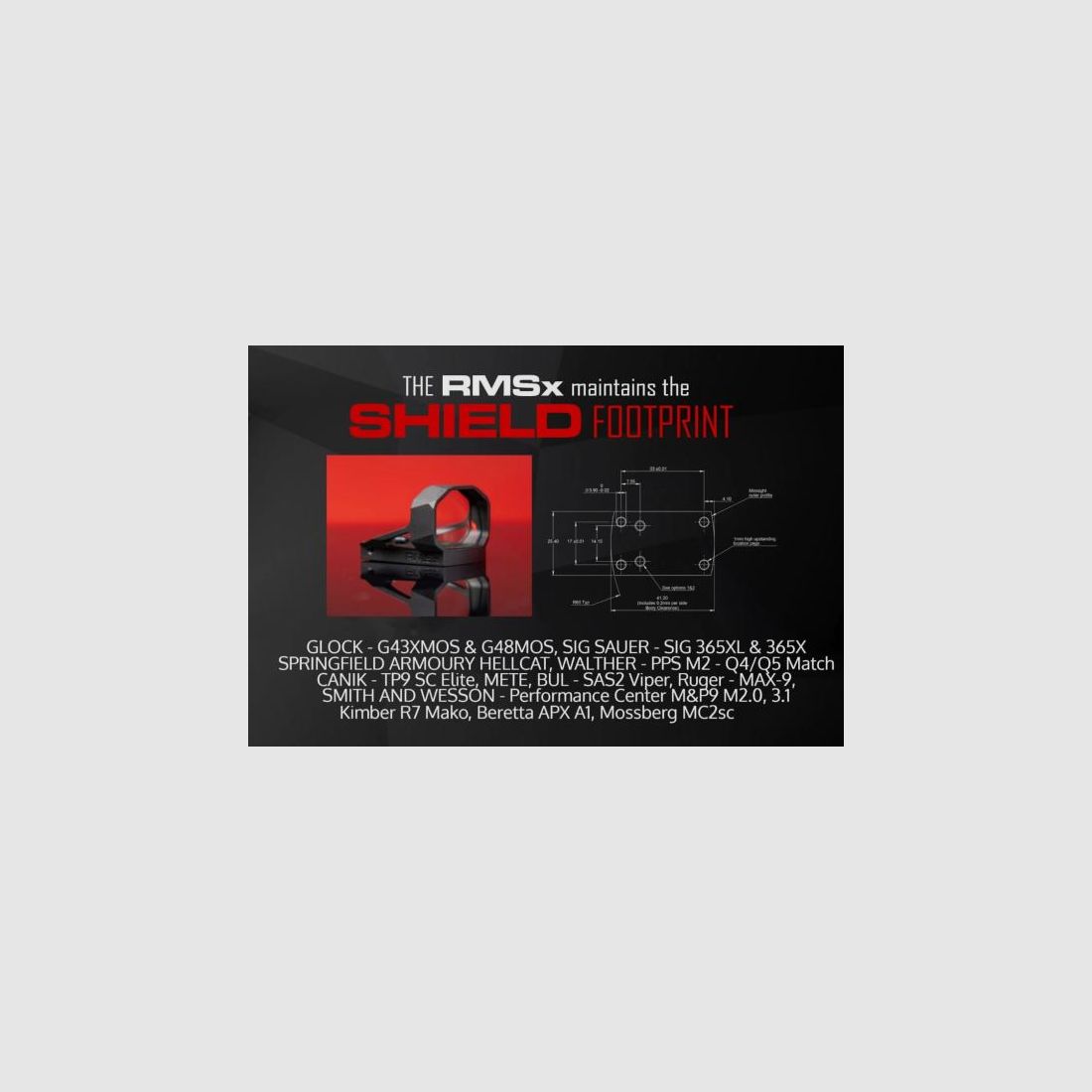SHIELD SIGHTS Leuchtpunktvisier RMSx XL 4 MOA GLAS-Linse