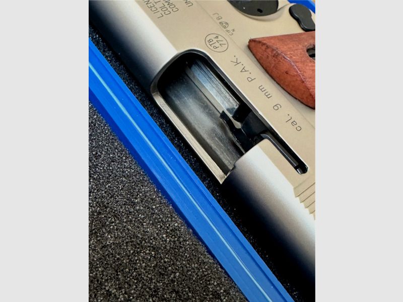 Colt Government 1911 A1 Schreckschuss Pistole 9mm P.A.K. Nickel (PTB 774) Holzgriffe