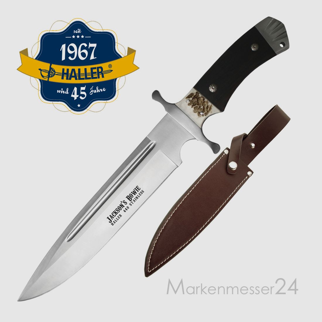 Jackson's Bowie Hirschhorn mit Lederscheide