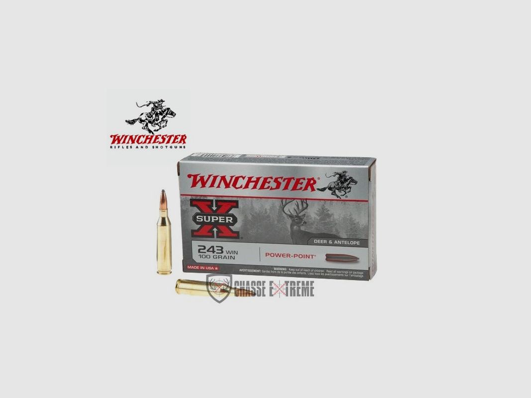 20 Munitions WINCHESTER cal 243 Win 100gr Power Point