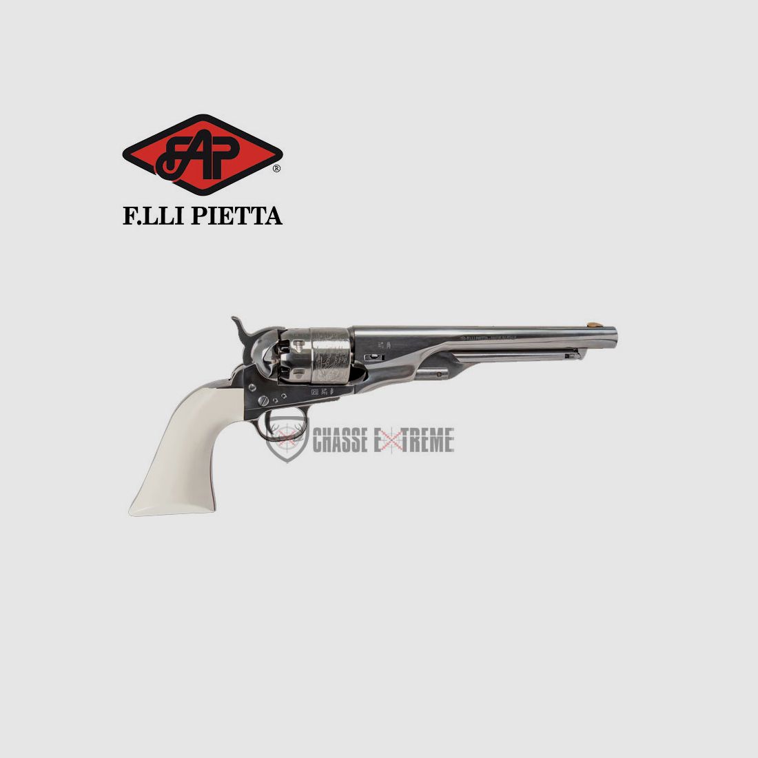 Replika PIETTA 1860 Army Old Silver Lufa Stalowa Kal. 44, zdjęcie 1 z 2