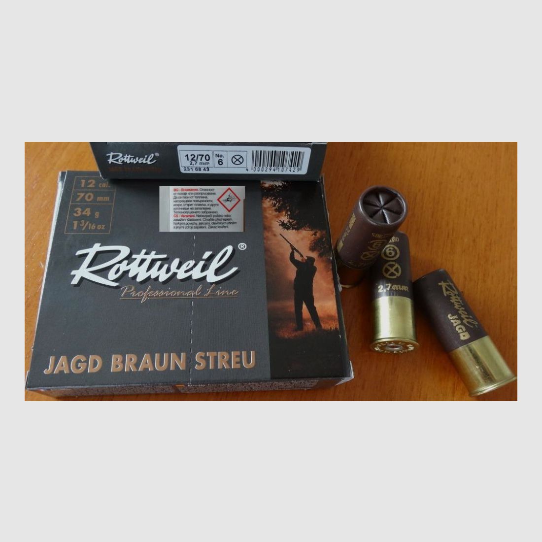 Rottweil Rottweil Hunting brown scatter plastic shotgun cartridges 12/70 grain 2.7mm