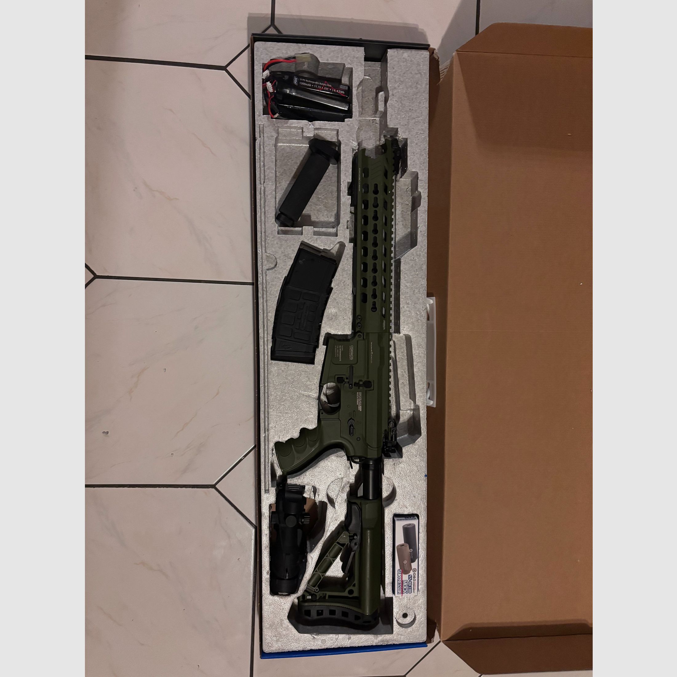 G&G GC16 Predator with ETU in Hunter Green Airsoft S-AEG from 18 with accessories