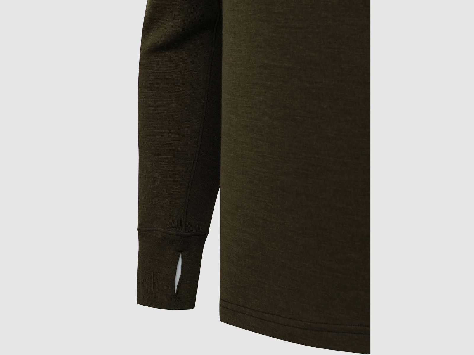 Glider Merino Thermo-Pullover mit halbem Reißverschluss in Olivgrün, Bild 3 von 4