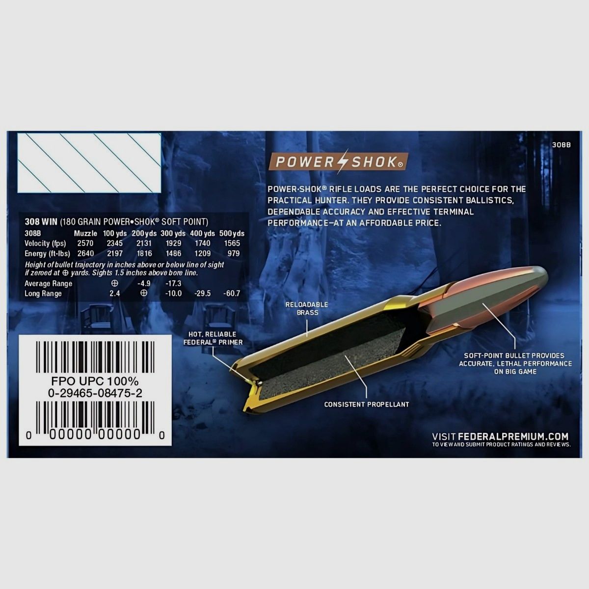 .308 Win Federal JSP Power-Shok 180gr/11,7g (308B), Bild 4 von 4