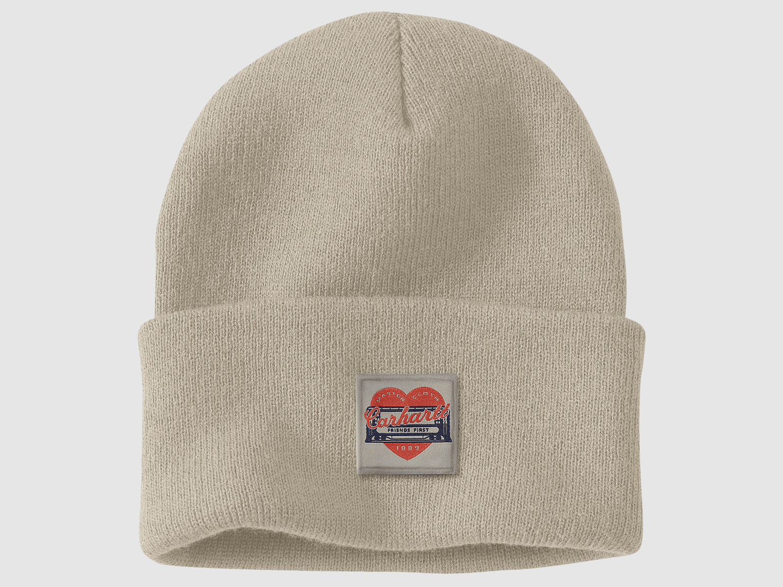 Carhartt Knit Heart Patch Beanie Women Oat Milk