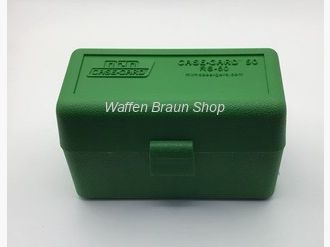 Boîte de cartouches MTM avec couvercle rabattable 50 RDS verte pour calibre .222/.223/.204/6x47