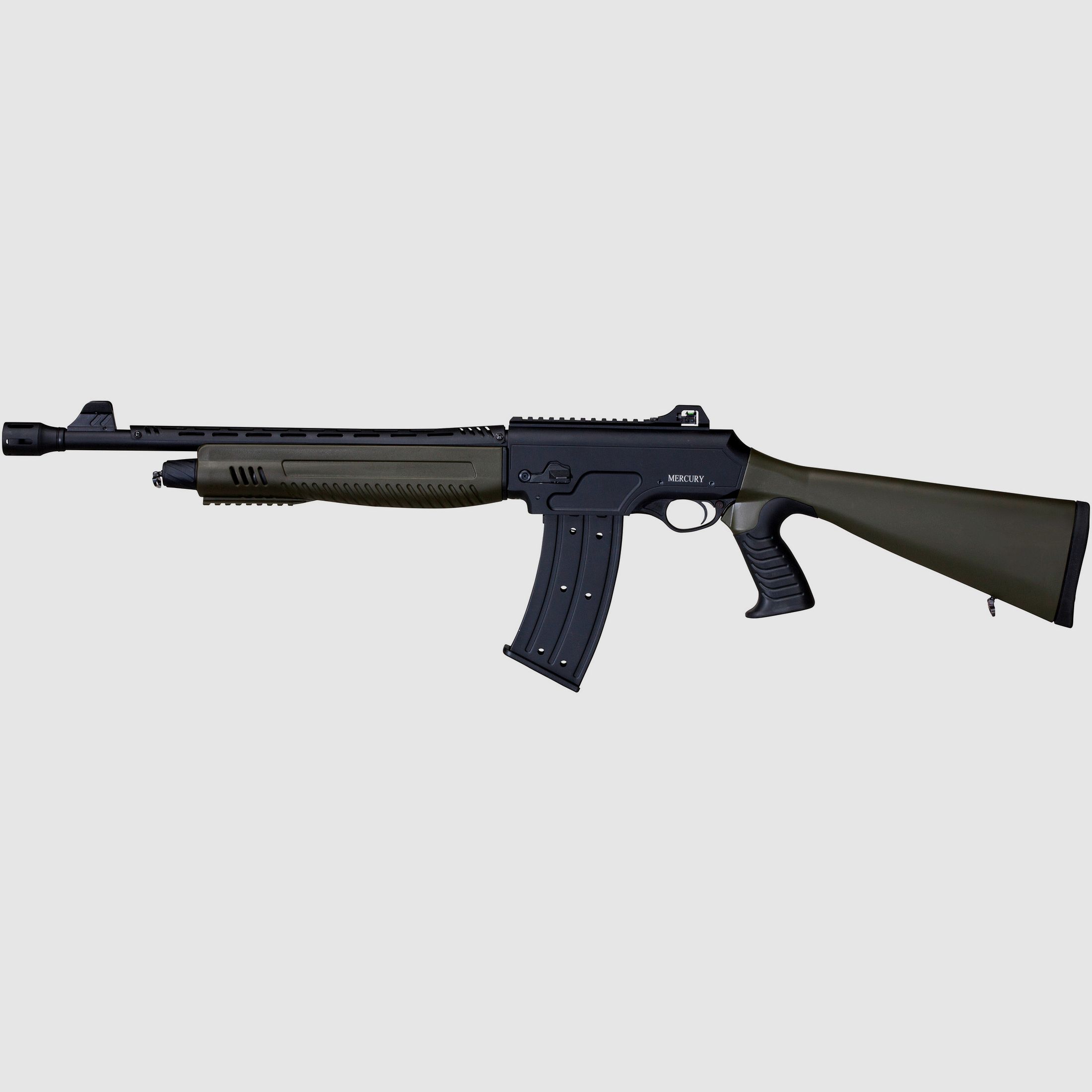 Mercury sport semi-automatic shotgun Pro Tuning Raider with green stock and 7-round magazine, caliber 12/76