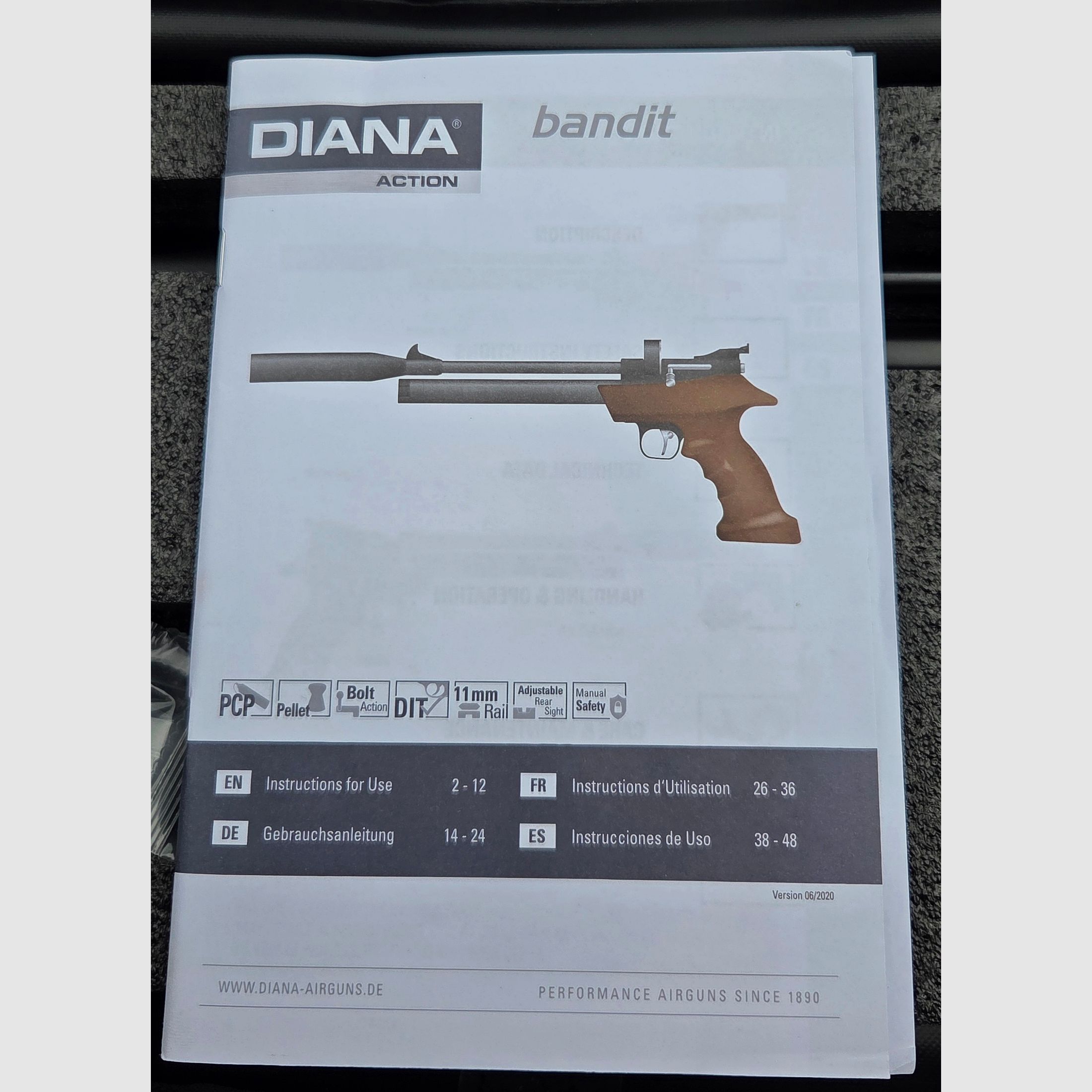 Diana Bandit PCP luchtdrukpistool, als nieuw met factuur van 27.07.2026