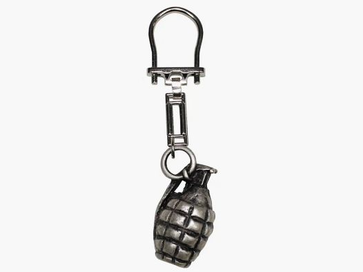 Brelok do kluczy w kształcie granatu - metalowy, srebrny