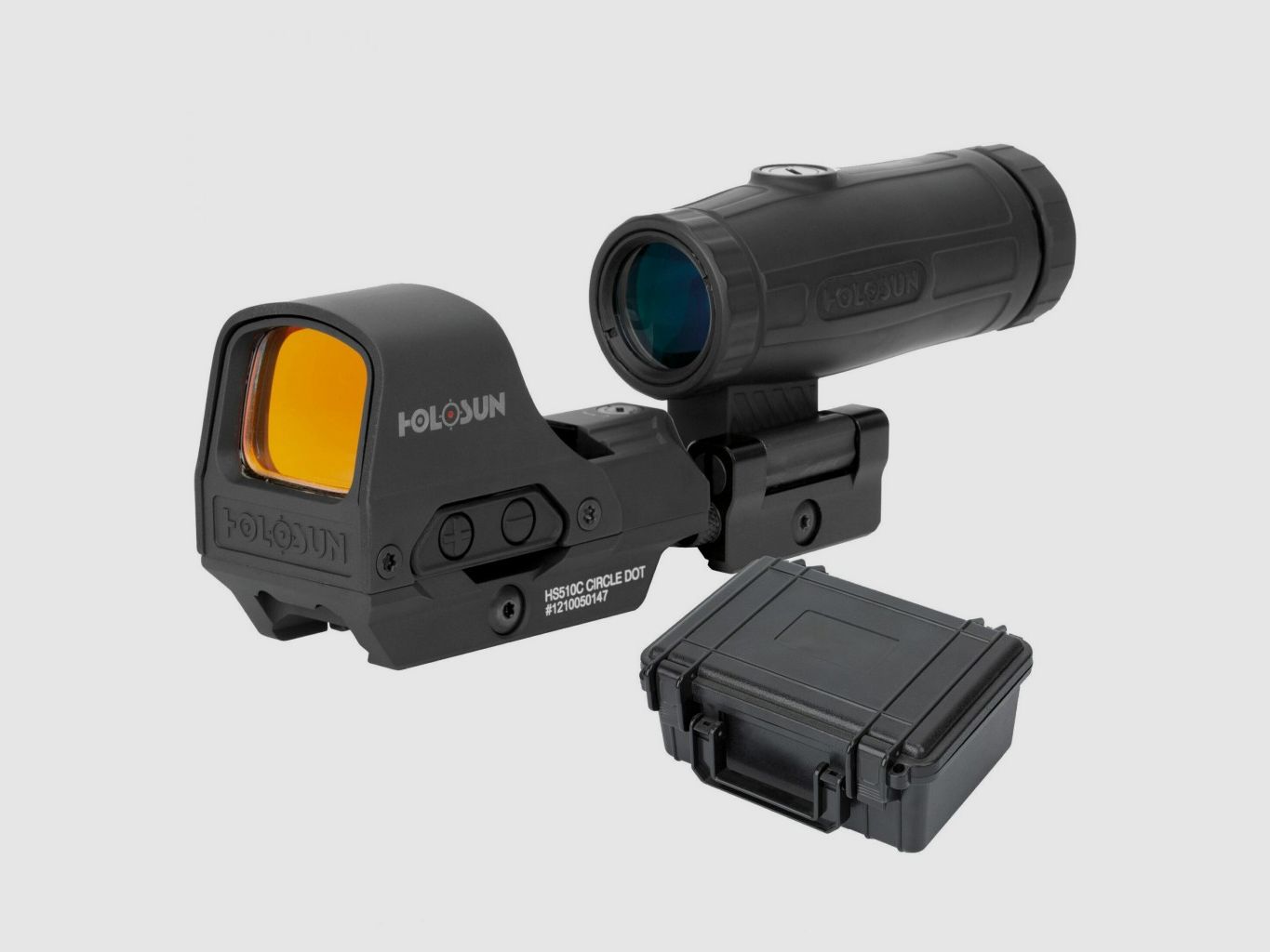 Holosun Set, Holosun Reflexvisier, Modell HS510C-RD mit rotem Wechselabsehen: 2MOA Dot, 65MOA Circledot & 65MOA Circle und Magnifier HM3X, Bild 2 von 10