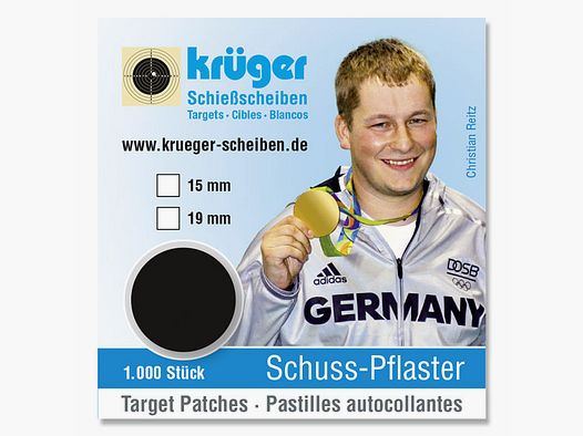 Schietpleisters zwart, 1000 stuks in dispenser - 19 mm
