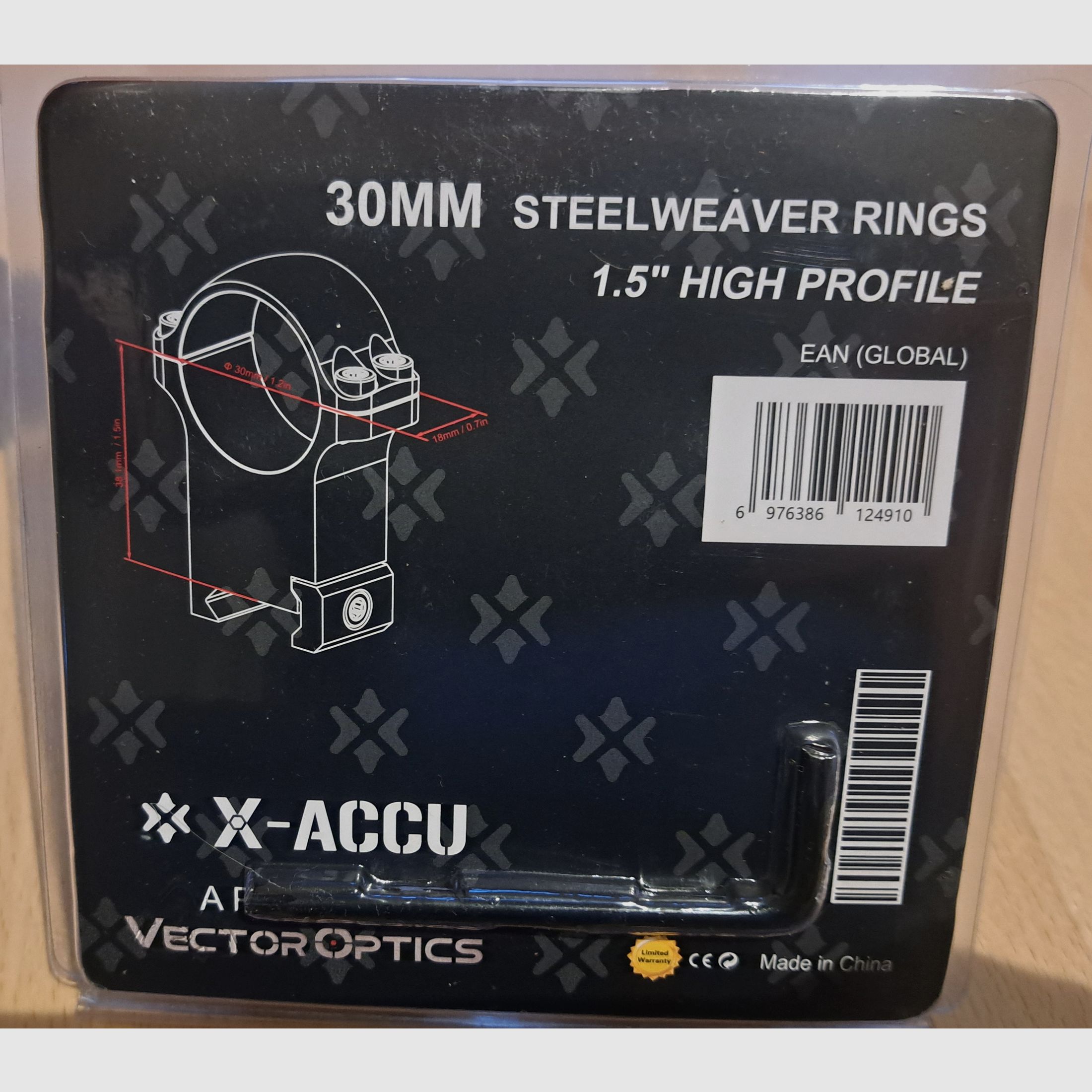 Vector Optics Montaggio in acciaio per tubo da 30 mm e Picatinny/Weaver da 21 mm extra alto 1.5/38.1 mm a prova di proiettile.