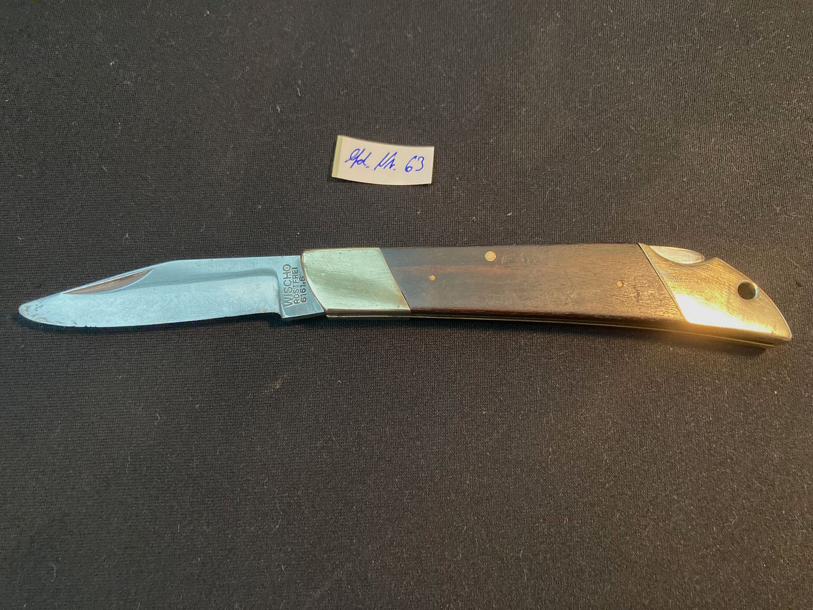 Zweihandmesser, Klappmesser, Jagdmesser, Taschenmesser, Feststellung, Holzgriff, Messingbeschläge, Gebrauchsmesser, Messing