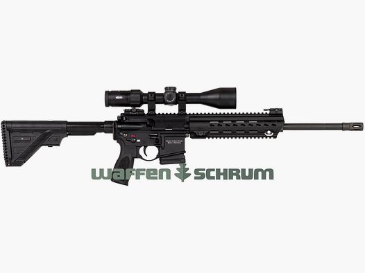 Heckler & Koch HK MR223 A3 .223Rem , Meopta Meosport R 3-15x50 RD SFP Abs. 4C, Festmontage, , LL: 42cm, 2 10-Schuss Magazine, Gewehrriemen, orig. Koffer