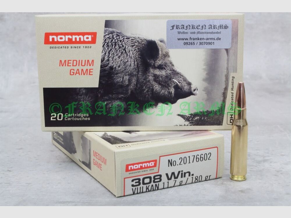 Norma Vulkan .308 Win. 180gr. 11.7g 20 pieces quantity discounts